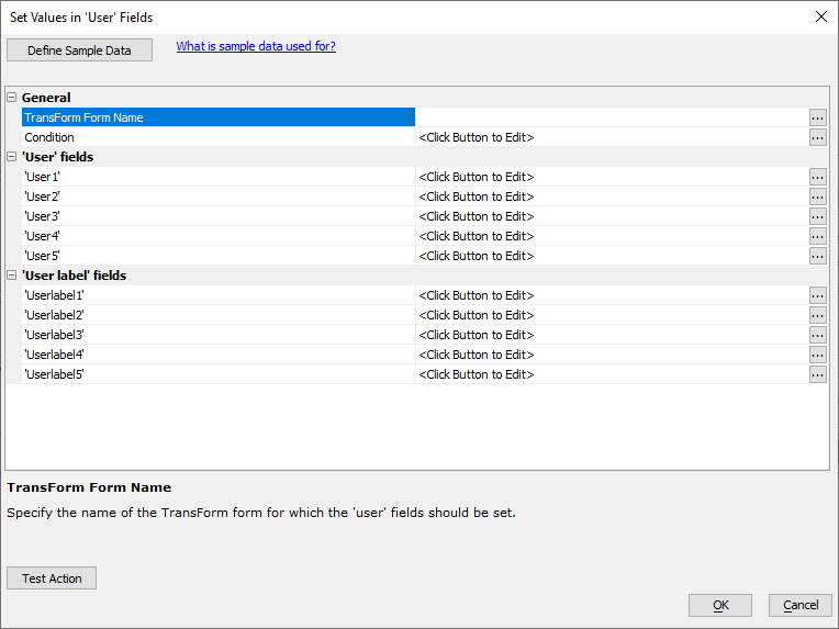 The Set Values in 'User' Fields Action Editor